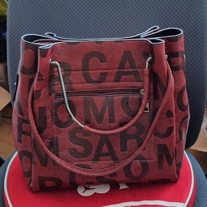 65.Split Leather Pattern Letter Handbag. NWNT